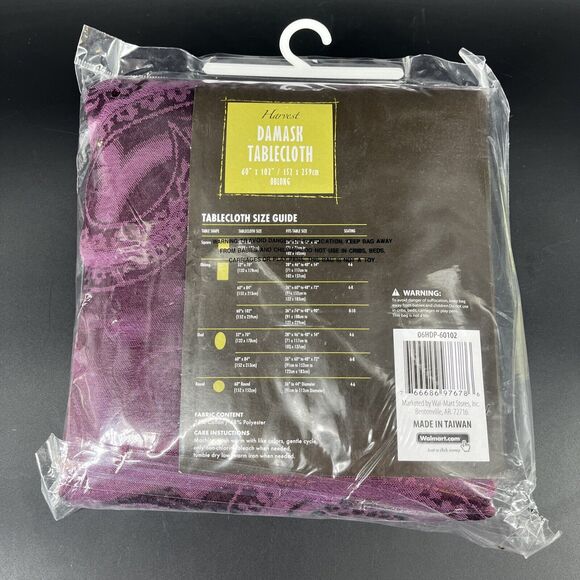 Harvest Paisley Damask Tablecloth 60 x 102" Oblong Vintage Wal-mart Plum Purple - Picture 5 of 10